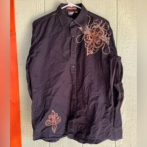 Lamasini Jeans Black Button Up Shirt